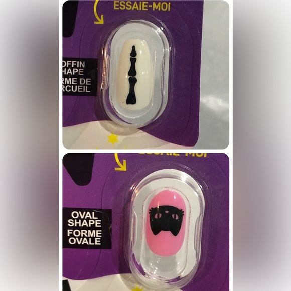 24piece glow in the dark spooky black cat skeleton finger press-on nails new - Picture 1 of 13